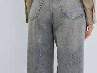 Широкие джинсы с высокой посадкой, Серый