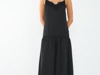 Платье с расклёшенной юбкой и кружевом, Черный