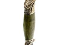 Финка НКВД, дамаск, стабилизированная зеленая карельская береза