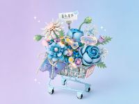 4127_MK Конструктор Цветочная тележка с сиреневыми цветами