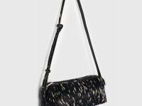 Сумка из натуральной кожи с мехом, Черный