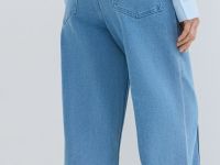 Широкие джинсы высокой посадки с отсрочкой, Голубой