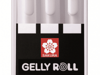 Набор ручек гелевый Sakura "Gelly Roll" 3 шт. 0,3 мм, 0,4 мм, 0,5 мм, цвет белый