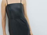 Платье-бюстье макси из искусственной кожи, Черный