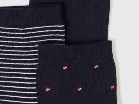 Высокие носки в рубчик, 3 пары, Синий