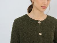 Укороченный кардиган из махровой пряжи, Зеленый