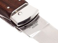 Автоматический многопредметный нож Mikov Predator, сталь 420, рукоять палисандр, кожаный чехол