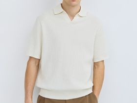 Поло из текстурной ткани, Белый