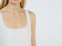 Платье миди с вырезом каре, Белый