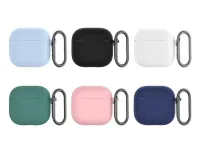 Чехол Protective Case для AirPods 4 силиконовый с карабином (розовый песок)