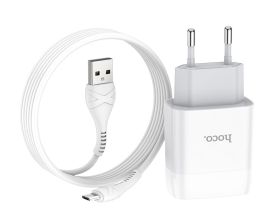 Сетевое зарядное устройство Hoco (C73A) Charger Set 2xUSB/2.4A + кабель Micro USB (белый)