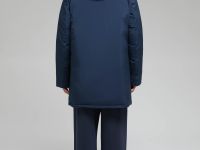 Пуховое полупальто с капюшоном и воротником-стойко