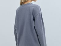 Лонгслив с принтом и эффектом стирки, Синий