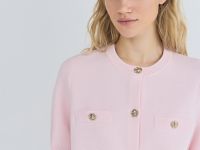 Кардиган с карманами и золотыми пуговицами, Розовый