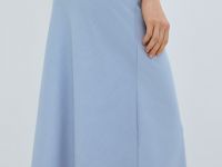 Юбка макси из поливискозы, Голубой