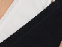 Трусы-танга с кружевом по поясу, 3 шт., Белый