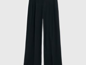 Прямые брюки со складками, Черный