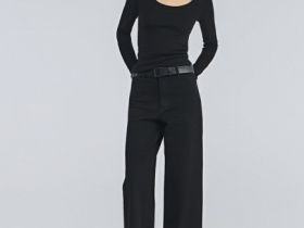 Приталенный лонгслив в рубчик, Черный