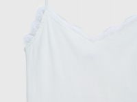 Топ в рубчик с декором из кружева, Белый