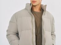 Утеплённая куртка с воротником-стойкой, Бежевый