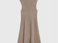 Вязаное платье с воротником-стойкой, Коричневый