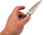 Нож Pocket Wolf Мини Тактик, сталь CR 8, рукоять G10, черно-белый, ножны с рисунком