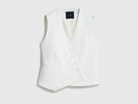 Жилет с ассиметричной застёжкой на пуговицы, Белый