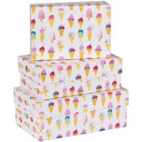 Набор прямоугольных коробок 3в1, MESHU "Ice creams", (19*12*7,5-15*10*5см)