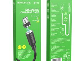 Кабель Borofone BX41 Strong Magnetic 2.4A (USB) на (Micro-USB) 100см силиконовый (черный)