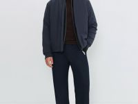 Утеплённая куртка с воротником-стойкой, Синий