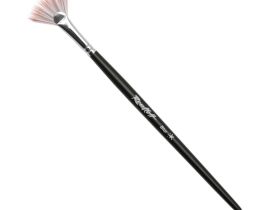 Кисть синтетика белая и вишневая №10 веерная двойная выст. Roubloff "Blur" ручка удлиненая, черная матовая
