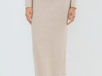 Вязаная юбка миди, Бежевый
