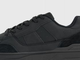 Кроссовки со вставками из натуральной замши, Черный