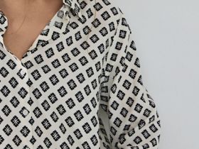 Блузка из вискозы с принтом, Белый