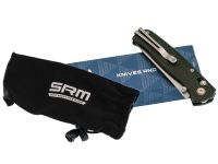 Складной нож SRM Medal 255L-MG2, сталь 140Cr, рукоять микарта, зеленый