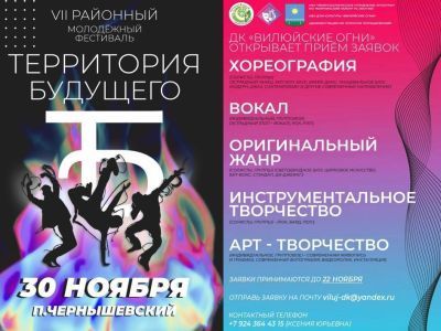 Ждем заявки на VII районный молодёжный фестиваль "Территория будущего"