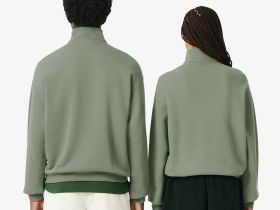 Хлопковый свитшот Lacoste унисекс свободного кроя из плотного флиса с застежкой-молнией на воротнике