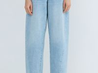 Джинсы Баррел из плотного денима, Голубой