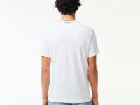 Мужская футболка Lacoste с воротником в полоску из эластичного хлопка
