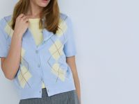 Кардиган с ромбами, Голубой