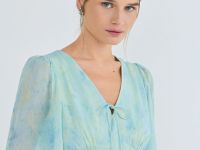 Шифоновое платье с принтом, Зеленый