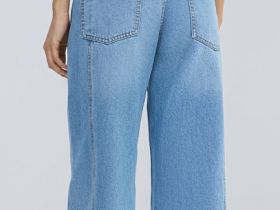 Ультраширокие джинсы со средней посадкой, Голубой