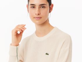 Женский шерстяной свитер Lacoste с круглым вырезом