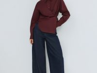 Асимметричная рубашка из хлопка, Фиолетовый