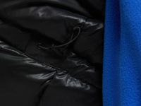 Пуховое полупальто с накладными карманами и капюшо