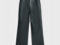 Прямые брюки из искусственной кожи, Черный