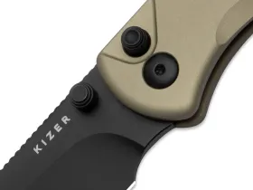Складной нож Kizer Drop Bear 2 Drop Point black сталь Nitro-V, рукоять Tan Aluminium