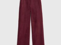 Прямые брюки из искусственной замши, Фиолетовый