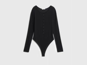 Боди с длинным рукавом, Черный