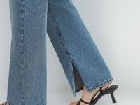 Прямые джинсы с высокой посадкой, Голубой